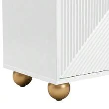 Sideboard With Four Molded Doors, Adjustable Interior Shelves, Metal Handles And Ball-Shaped Legs. - 白色 - 查看 8