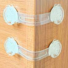 6pcs Transparent Cabinet Door Locks, Child Safety Locks Suitable For Refrigerator, Wardrobe, Drawers, No Tools Installation, Pinch-Proof Transparent Protection System, Home Baby Safety Drawer Locks - White - View 10