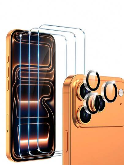 3 ชิ้น Screen Protector (Lens Protector) ชุดฟิล์มกระจกนิรภัย+ฟิล์มเลนส์ 3 ชิ้น, ใช้ได้กับ 17/17Air/17Pro/17PRO Max/16/16E/16Pro/16Promax/15/13/12/11 ฟิล์มกันรอยหน้าจอความเป็นส่วนตัว, กระจกนิรภัยกันรอย 9H เกรดทหารกันแตก, กันรอยขีดข่วน, กันน้ำ, โปร่งใสความละเอียดสูง, ทำให้เป็นของขวัญที่ดีที่สุดสำหรับครอบครัวและเพื่อน ของขวัญวันเกิดฤดูใบไม้ผลิ ของขวัญครบรอบ