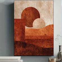 1pc Boho Abstract Terracotta & Burnt Orange Wall Arts - Unframed Canvas Wall Art Posters, Bohemian Earth Tone Decor For, Boho-Chic Aesthetic Painting - Color Blocks - View 16