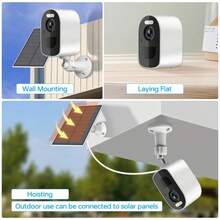 1个4MP/2K超高清太阳能无线户外安防摄像头，支持双向语音和2.4G/5G WiFi，AI移动侦测，5000mAh大容量电池，彩色夜视，APP控制，报警推送通知，适用于户外、街道、商场和家庭智能监控。 - 多色A - 查看 7