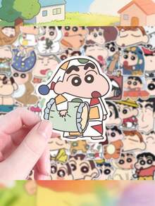 50张可爱有趣的迷你蜡笔小新贴纸 - 卡通自粘贴纸 | 适用于笔记本、手机、卡通爱好者的个性化用品 - 彩色 - 查看 4