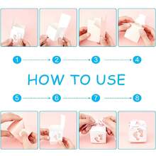 25 hộp quà tặng tiệc tiết lộ giới tính em bé, thiết kế hình dấu chân, màu hồng, xanh dương, xanh lá cây kèm ruy băng. - A - Xem 7