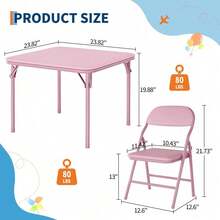 Set plegable para niños, Mesa y sillas tapizadas en PU suave, Estructura metálica resistente, Portátil y multifuncional para guarderías, aulas, comedor y manualidades. - 1+2 - Ver 2