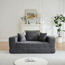 A Versatile Two-In-One Sofa Bed, Ideal For Small Spaces, That Can Be Used As Both A Semi-Circular Sofa And A Round Chaise Longue. The Armrests Feature Fabric Pockets. - Grey - View 4