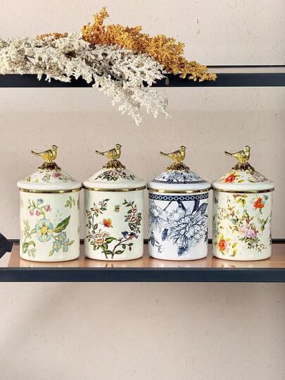 复古图案鸟形储物罐 + 咖啡/茶/糖/调料罐，适合客厅装饰、厨房收纳、餐桌摆设，也是馈赠亲朋好友的贴心小礼物。