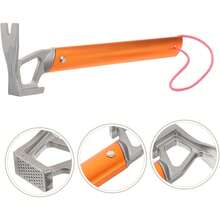 Schwerer Camping Krallenhammer, Zeltheringe-Hammer aus rostfreiem Stahl mit Ochsenhorn-Kopf, Multifunktions-Bau- und Camping-Hammer für Wandern, Rucksackreisen, Gartenpflege (Orange) - Orange - Übersicht 7