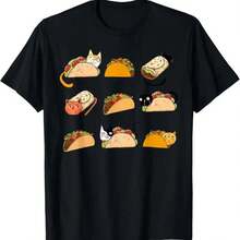 Cute Burrito Taco Cat Cinco De Mayo Tuesday Lovers T Shirt - màu đen - Xem 1