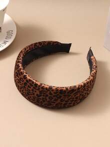 1件复古宽边豹纹天鹅绒发箍，时尚优雅发箍发夹，女士日常佩戴防滑高冠头饰 - 彩色 - 查看 10