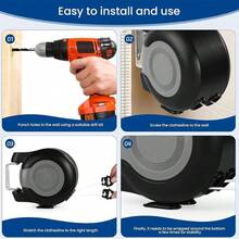 30m Retractable Clothes Reel Double Washing Line Wall Mounted Outdoor Drying Hot - A - View 7