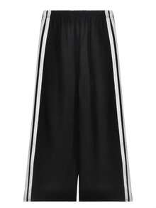 撞色运动裤，女士休闲直筒宽松喇叭裤，春季 - 黑色 - 查看 6