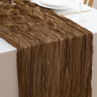 1 tấm khăn trải bàn bằng vải màn, dài 9,84ft (3m), kiểu Bohemian, thích hợp trang trí tiệc cưới, Lễ Tạ ơn, tiệc cô dâu, kích thước 35 x 118 inch (90 x 300 cm)