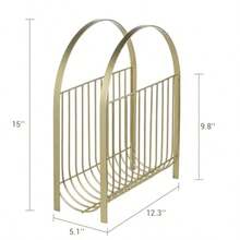 MyGift Deluxe - Soporte para revistas de metal de tono latón de mediados de siglo soporte de periódicos para revistas y álbumes de vinilo - Tono de metal latn - Ver 5