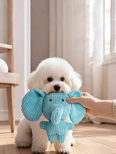 1pc New Pet Chew Toy With Sound, Cartoon Elephant Shaped Toy, Dog Cat Durable Teething Toy For Corgi, Teddy, Golden Retriever, Puppy Boredom Buster, Cute Ins Style Pet Supplies, Gift For Pet Owner, Birthday, Blue Elephant