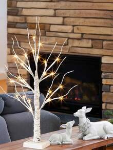 1pc LED Illuminated White Birch Tree Lamp, Battery Operated (Batteries Not Included) Warm White Artificial Tree Light, Suitable For Indoor/Outdoor Tabletop, Home, Bedroom Decor, Wedding Party, Christmas, Thanksgiving Decoration - Multicolor - View 2