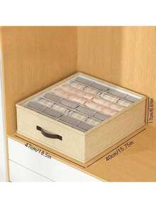 1 pieza Caja de almacenamiento de ropa color beige, caja de almacenamiento de pantalones, organizador de almacenamiento con divisores, almacenamiento de armario, caja de almacenamiento de ropa y pantalones de doble nivel, adecuada para almacenamiento y organización en el hogar - Multicolor - Ver 5
