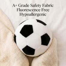 This Cute Mini Plush Football Is Soft And Fluffy, With A Black And White Patchwork Design. - Multicolor - View 2