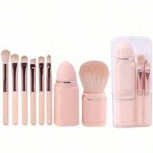 4pcs/Set 4-In-1 Makeup Brush Set, Including Face Highlighter Brush, Mini Eyeshadow Brush, Retractable Makeup Brush, Portable Travel Mini Powder Brush, Makeup Brush Set For Women, Makeup Brush Set, Makeup Brush Set, Makeup Brush Set, Complete Makeup Brushes, Makeup Brush Set, Complete Makeup Tools, Makeup Brush Set, Makeup Brush Set, Makeup Brush Gift Set - 八合一蓮藕色 - 查看 13