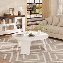 Mesa de café redonda, central moderna con piernas inclinadas, mesas de cóctel acento para sala de estar, dormitorio, fácil montaje. - Blanco - Ver 5