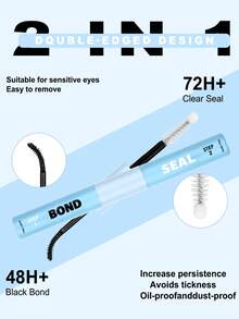 1pc Adhesive & Sealant Set, 5ml Adhesive & 5ml Sealant, Tweezers, Strong & Long-Lasting 2-In-1 Eyelash Glue For Lash Extension, Waterproof Eyelash Adhesive - Baby Blue - View 3
