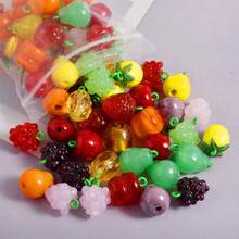 1pc/4pcs Cute & Fashionable Glass Vegetable & Fruit 3D Pendant Charms, Strawberry, Pineapple, Grape, Suitable For Necklace, Earrings, DIY Jewelry Making - Picture - View 4