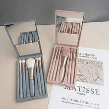 5pcs Makeup Brush Set With Mirror And Portable Case, Including Eyeshadow Brush, Foundation Brush, And Multi-Function Mini Makeup Brushes - Five-piece Set - View 5