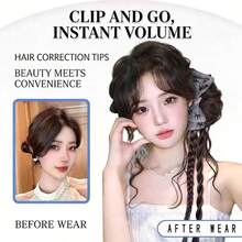 Kẹp tóc đuôi ngựa giả trông tự nhiên, kiểu tóc tết bên hông, búi hoa, nơ cài tóc. - Nhiều màu - Xem 4