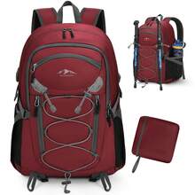 NEWHEY 男女通用40升徒步背包，防水露营背包，可折叠轻便背包，适合徒步、登山和远足，黑色 - 彩色 - 查看 11