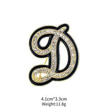 1pc Cute Zinc Alloy Rhinestone & Enamel 26 English Letter Brooch, Suitable For Women's Daily Wear - Gold and Black - View 29