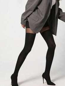 Classic Black Fashionable Loose Fit Pantyhose, Combining Stylish Design And Versatile Wearability - Black - View 4