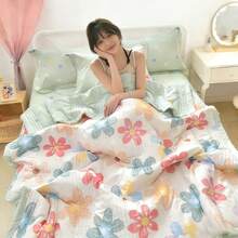 Ultra-Soft And Comfortable Summer Cooling Quilt (Pillowcases Not Included). Luxurious Air-Conditioning Quilt, Multi-Functional Summer Cooling Blanket, Lightweight And Cool Bedding. Breathable, Moisture- Perfect For Bedroom, Guest Room & Sofa Use - 紅花 - 查看 1