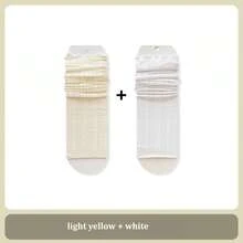 1/2/3双装白色过膝长筒袜，蕾丝袜，适合搭配高筒靴，春夏过膝长筒袜 - 彩色 - 查看 21