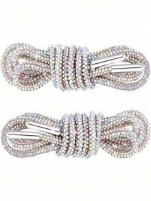 2pcs Of 100cm Luxury Rhinestone Shoelaces, Round Rhinestone Shoes/Hat Straps, Fashionable And Shiny, Crystal Brushed Sports Shoes, Sports Shoes With Shiny Diamond Shoelaces, Sparkling Crystal Flat Shoelaces - Multicolor - View 5