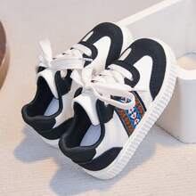 1 Đôi Giày Bệ Mềm Nhẹ Mới, Giày Thể Thao Thường Ngày Cho Bé Trai/Bé Gái Mùa Xuân/Thu 2026, Giày Lược Thời Trang Phong Cách Học Đường - Đen và trắng - Xem 15