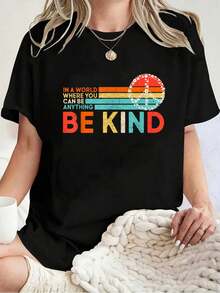 Camiseta Unisex 100% Algodón con Estampado de la Mano de la Paz y la Gentileza para el Día Mundial de la Gentileza - Camisetas de Manga Corta - Negro - Ver 1