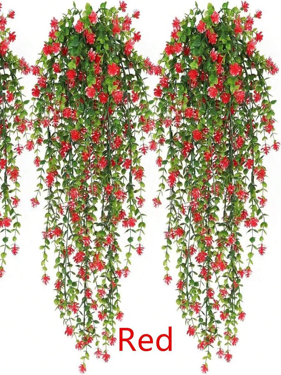 1 Bouquet Lifelike Artificial Decorative Flowers, UV-Resistant Simulated Plants For DIY, Home, Garden, Dining Table, Living Room, Wedding, Party Decoration, Spring & Summer, Valentine's Day Centerpieces - Red 1 - View 1