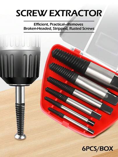 5/6pcs Screw Extractor Metal Drill Bit Kit, Damaged Screw Remover Extractor, Woodworking Tool Broken Bolt Water Pipe Extractor