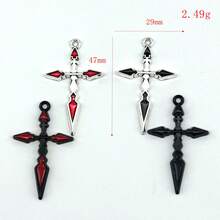 5pcs Gothic Style Necklace, Earrings, Pendant Jewelry Set, Punk Style Gift For Men & Women - Diamond-shaped Cross - View 2