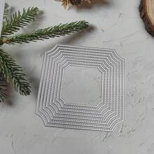 1pc Creative Multi-Layer Asymmetrical Square Metal Cutting Mold, Suitable For Wedding Frame Background, DIY Scrapbooking Metal Craft Die Cutting, Greeting Cards, Postcards, Bookmarks, Envelopes, Embossing, Photo Albums - A - View 6