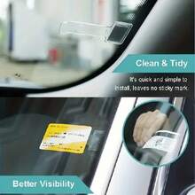 5 piezas Juego de clips transparentes para coche - Adecuado para coches, camiones, autocaravanas | Soporte duradero para permisos de estacionamiento y entradas con diseño de fácil acceso, organización de vehículos, organizador minimalista, material flexible, construcción resistente, para viajeros de autocaravana, gestores de flotas - Clip fijo - Ver 7