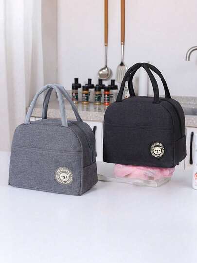 1 pieza Bolsa de almuerzo reutilizable aislada con forro de aluminio grueso a prueba de fugas con diseño de oso, adecuada para el trabajo, la escuela, los maestros, picnics al aire libre, campamentos, viajes, un gran regalo para mujeres, hombres, el Día del Maestro, cumpleaños, vacaciones, caja de almuerzo portátil