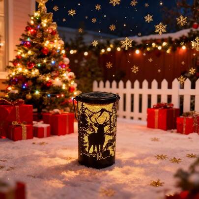 1 pieza Lámpara de ciervo con energía solar, luz decorativa, luz de ambiente navideño, iluminación de jardín para fiestas, regalo, decoración de escena navideña, accesorio de fotografía, luz de patio