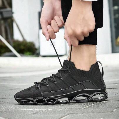 Men's Fashionable Spike Blade Sneakers Herringbone Sole Wear-Resistant Casual Sports Shoes For Men Lightweight Comfortable Breathable Outdoor Walking Running Training Gym Workout Athletic Footwear Streetwear