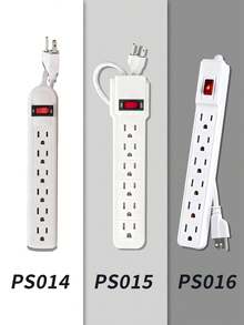 Extension Multicontacto Regleta 6 Enchufes,Regleta multicontactos electricos con 6 salidas con interruptor color blanco,Protector De Sobretensiones,Corriente ,Para Hogar, Oficina, Cochera, Banco De Trabajo, Cablede - Tipo de Enchufe A USA (110-127V) - Ver 3