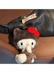 Spotted Plush Toy Pendant, Cat Doll Keychain, KT Cat Bag Charm, Backpack Accessory Pendant, Birthday Gift, Souvenir, Valentine's Day Gift - Brown - View 6