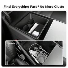 Console Organizer 5PCS Compatible With Tesla Model Y Juniper2026, Armrest Storage Tray, Hidden Storage Box, Cup Holder, Phone Holder – Interior Accessories For New Model Y/3 2025 - Black - View 6