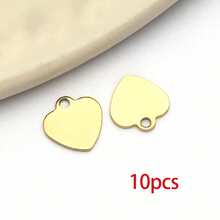 10个不锈钢金色吊坠，心形、月亮、星星、四叶草金属吊坠，适用于DIY项链、手链、耳环等工艺品制作。 - 金色 - 查看 12
