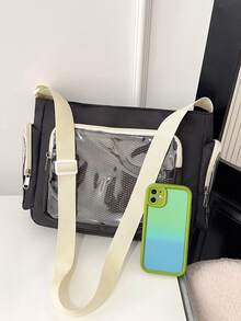 Japanese Style School Backpack, Versatile Minimalist Large Capacity Bag, Transparent Jelly Satchel Shoulder Crossbody Bag For Women - Black - View 6