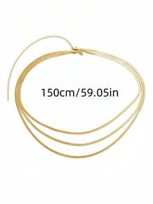 1pc Metallic Multi-Layer Snake Chain Waist Belt, Body Chain Suitable For Summer Beach Party Bikini Outfit - Gold - View 7
