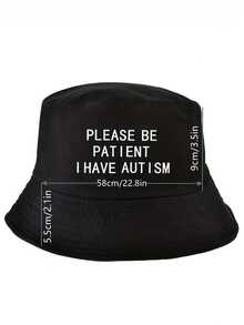 1顶男女通用春夏渔夫帽，字母印花图案，户外旅行必备，男女通用涤纶刺绣防风渔夫帽，四季皆宜 - A - 查看 4